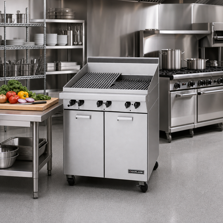Product image #2 for Garland Master Series 24-Inch Gas Charbroiler with Briquettes, Storage Base and Reversible Grates