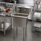 Thumbnail image #2 for Serv-Ware E1CWP2424-V 1-Compartment Economy Stainless Steel Floor Sink, 24 x 24 x 14-Inch Bowl, 304 Series, 18-Gauge