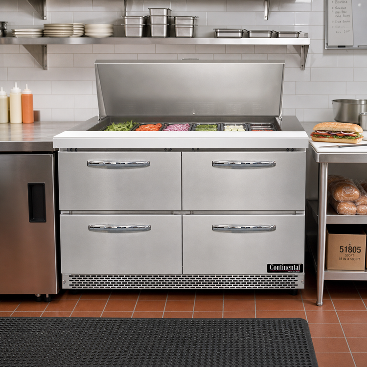 Product image #2 for Continental Refrigerator SW48N18M-FB-D Mighty Top 48" Two-Section Front Breathing Sandwich Unit Refrigerator with Drawers