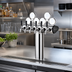 Thumbnail image #2 for Perlick Illuminated Winged Tee 5-Faucet Glycol-Cooled Countertop Beer Draft Tower, Stainless Steel Finish