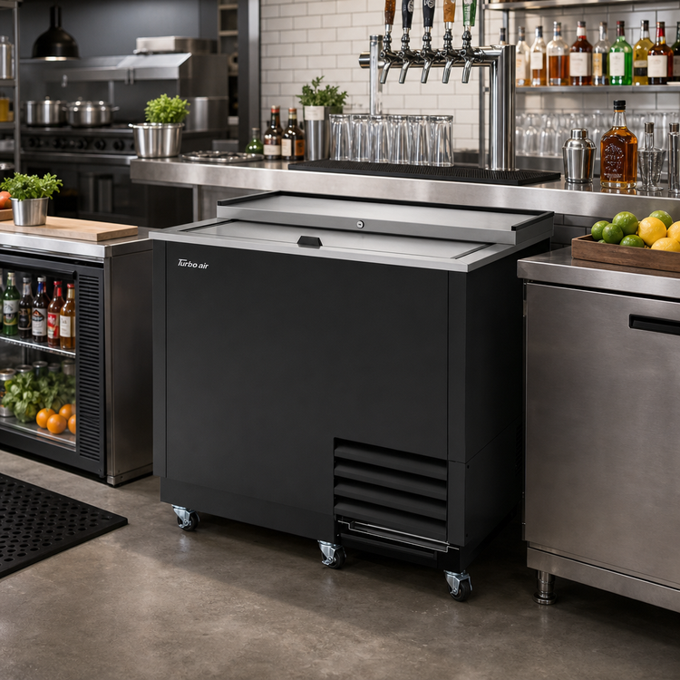 Product image #2 for Turbo Air Super Deluxe 36-3/4-Inch Wide Glass Chiller & Froster, 9.74 Cu. Ft., Self-Contained, Side-Mount, Top Sliding Lid