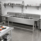 Thumbnail image #2 for John Boos Pro-Bowl 4PB20-2D30 4-Compartment Stainless Steel Sink with Left & Right 30-Inch Drainboards, 20 x 20 x 12-Inch Bowls