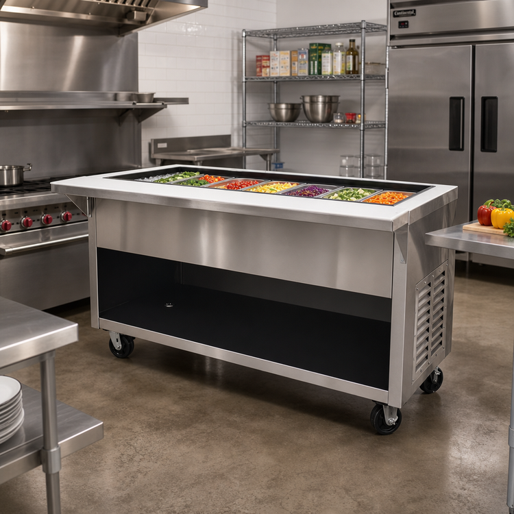 Product image #2 for Advance Tabco Triumph Heavy Duty 6-Pan Ice-Cooled Serving Counter with Enclosed Stainless Steel Base