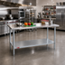 Thumbnail image #2 for 48 Inch x 30 Inch Stainless Steel Top Work Table with Galvanized Undershelf and Posts, 36 Inch High
