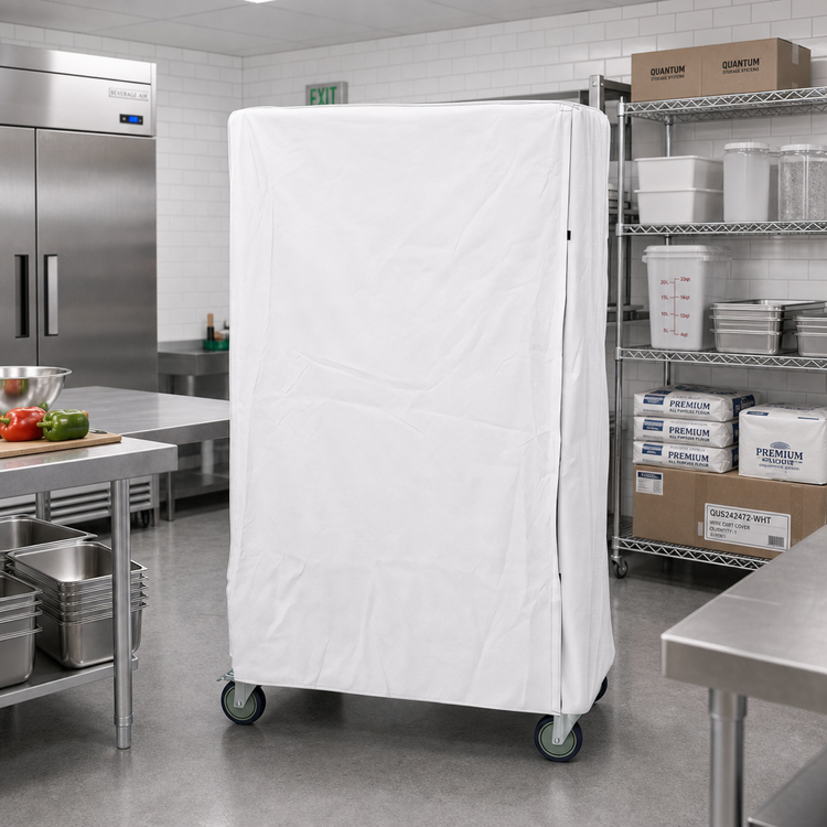 Product image #2 for Quantum Wire Cart Cover for 24 x 72 x 74 Inch Carts, White Nylon with Zipper Flap