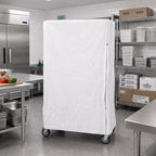 Thumbnail image #2 for Quantum CC247274WNZ Wire Cart Cover, 24"D x 72"W x 74"H, 400 Denier White Nylon, Zipper Flap