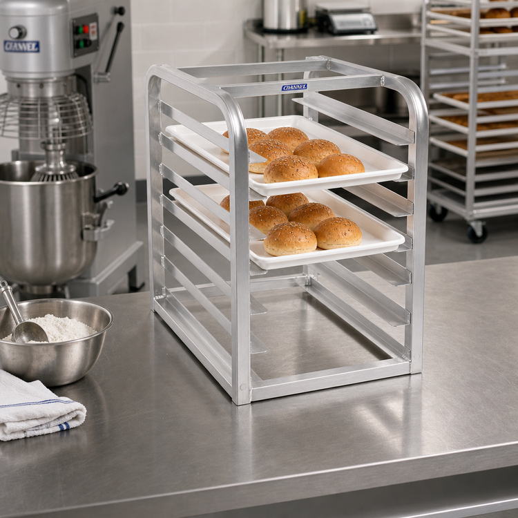 Product image #2 for Channel Manufacturing Half-Size Aluminum Tabletop End-Load Bun Pan Rack, 7-Pan Capacity