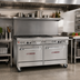 Thumbnail image #2 for Southbend Ultimate 60-Inch Commercial Gas Restaurant Range with 6 Open Burners, Right 24-Inch Griddle/Broiler, Convection Oven, and Cabinet Base