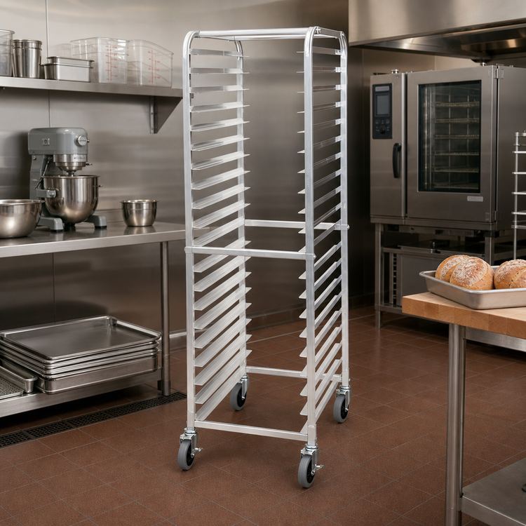 Product image #2 for Winco Mobile Full-Height Aluminum Sheet Pan Rack, 20 Full-Size or 40 Half-Size Pan Capacity