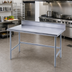 Thumbnail image #2 for Advance Tabco 60-Inch x 36-Inch 430 Stainless Steel Work Table with 5-Inch Backsplash and Galvanized Open Base