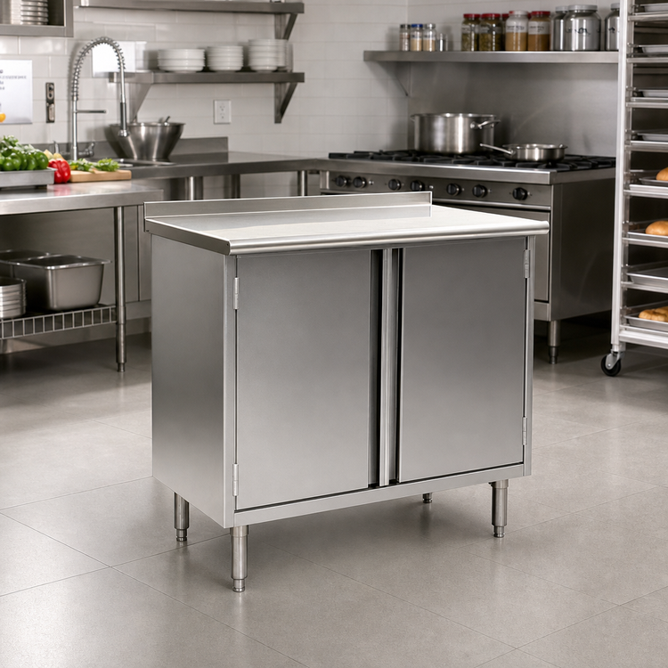 Product image #2 for Spec-Master Stainless Steel Cabinet Base Work Table with Hinged Doors, 36 x 24 Inches