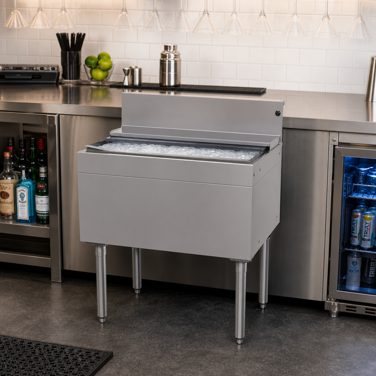 Product image #2 for Glastender 30-Inch Stainless Steel Underbar Ice Bin with 10-Circuit Cold Plate, 84 lb Capacity