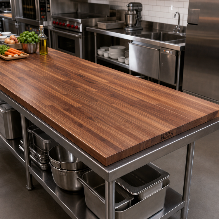 Product image #2 for Boos Block American Black Walnut Blended Rails Edge Grain Kitchen Countertop, 108 x 25 x 1-1/2 Inch, Varnique Finish