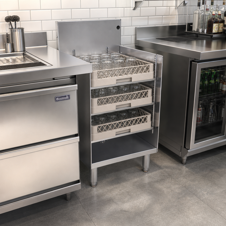 Product image #2 for Glastender Underbar Stainless Steel Glass Rack Storage Unit, Open Top, 18"W x 19"D, Holds 3 Racks