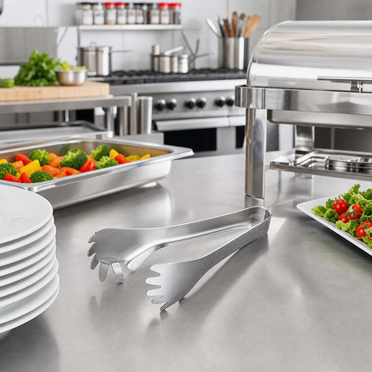 Product image #2 for 8-1/4-Inch One-Piece 18/8 Stainless Steel Buffet Serving Tongs