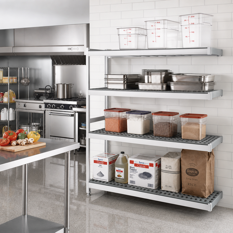 Product image #2 for Fermostock 4-Tier Add-On Polymer Shelving Unit, 64W x 18D x 66H, Gray