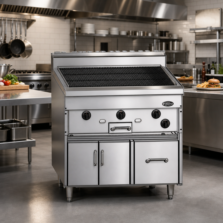 Product image #2 for Bistro 36-Inch Gas Restaurant Range with Chitwood Charbroiler and Cabinet Base