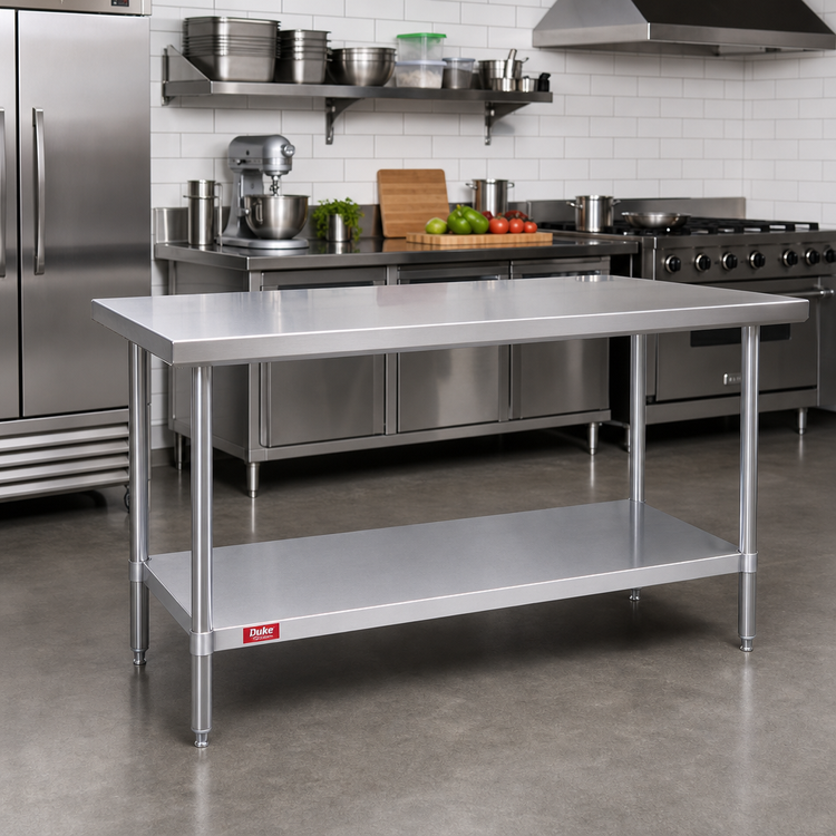 Product image #2 for Duke Stainless Steel Work Table with Undershelf and Posts, 48 x 36 x 36 Inches
