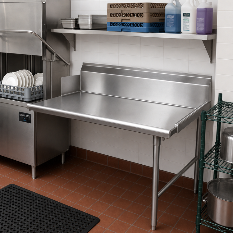 Product image #2 for Advance Tabco Right-Hand Clean Straight Dish Table, 47 x 30 x 44 Inches, 14/304 Stainless Steel