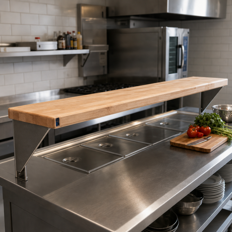 Product image #2 for Eagle Group Hardwood Cutting Board for HT4 Hot Food Table, 63-1/2 Inch x 8 Inch x 1-1/4 Inch, Stationary Brackets