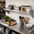 Thumbnail image #2 for Klinger's Trading WS1272 72-Inch Wall-Mounted 400 Series Stainless Steel Shelf, 12-Inch Deep, NSF Certified