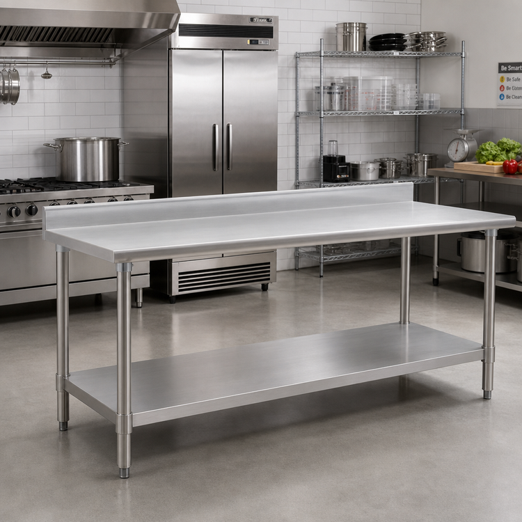 Product image #2 for Eagle Group Budget Series 120" x 36" Stainless Steel Work Table with 4-1/2" Backsplash and Undershelf