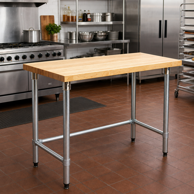 Product image #2 for Eagle Group 96-Inch x 30-Inch Hardwood Top Work Table with Galvanized Tubular Base