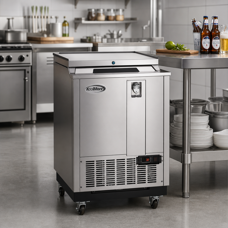 Product image #2 for Koolmore 25-Inch Freestanding Stainless Steel Commercial Bottle Cooler, 5 Cu. Ft., Built-In Opener