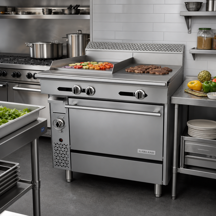 Product image #2 for Garland Cuisine Series Heavy Duty 36-Inch Natural Gas Combination Top Range with Thermostatic Griddle, Hot Top, and Convection Oven
