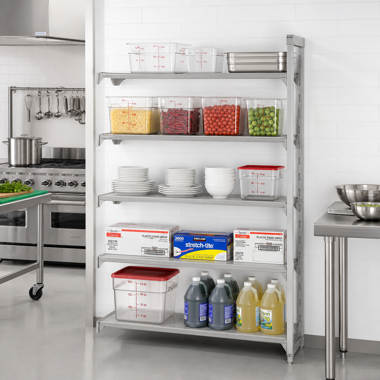 Product image #3 for Cambro Camshelving Premium 84-Inch High 42-Inch Wide 18-Inch Deep 5-Shelf Solid Stationary Add-On Polymer Shelving Unit