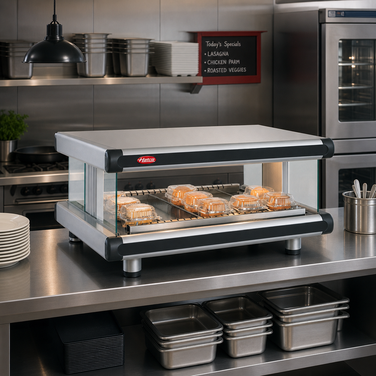 Product image #2 for Hatco Glo-Ray Designer Horizontal 66.25-Inch Wide Countertop Hot Food Display Warmer with 1 Shelf and 12 Rods