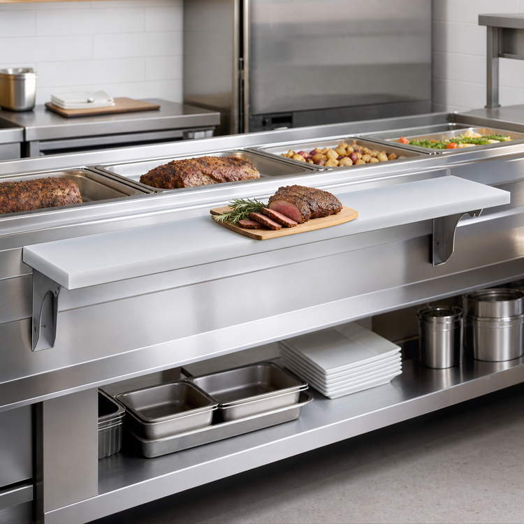 Product image #2 for Duke Stainless Steel Steam Table Carving Board for 74-Inch Units, 7-Inch Wide