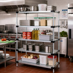 Thumbnail image #2 for Quantum WR74-2136SG-5 36"W x 21"D x 74"H Stationary Solid Shelving Starter Unit, 5 Shelves, Galvanized Steel, Chrome Posts