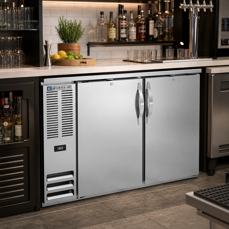 Product image #2 for Beverage-Air BB48HC-F-S 48-Inch Two-Section Food-Rated Back Bar Refrigerator with Solid Doors