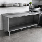 Thumbnail image #2 for Eagle Group Spec-Master UOB2496SE Underbar Work Table with Open-Front Cabinet Base, 96 x 24 in, 14-Gauge 304 Stainless Steel, 1-1/2-in Rear Upturn