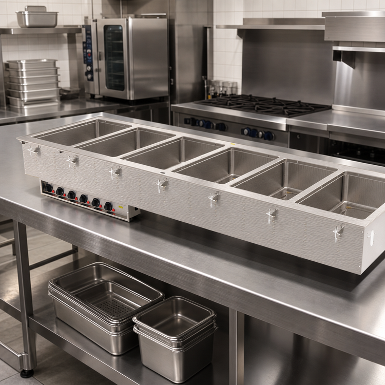 Product image #2 for Vollrath 6-Well Drop-In Electric Hot Food Well with Manifold Drain, Wet Operation, 208V