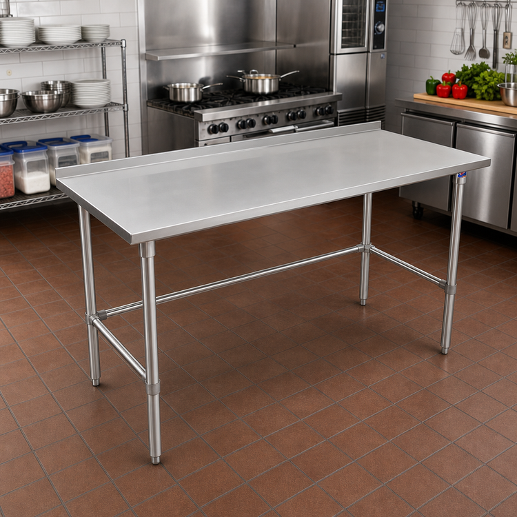 Product image #2 for John Boos Stallion 120-Inch x 30-Inch Stainless Steel Work Table with 16-Gauge Top and 1-1/2-Inch Rear Up-Turn