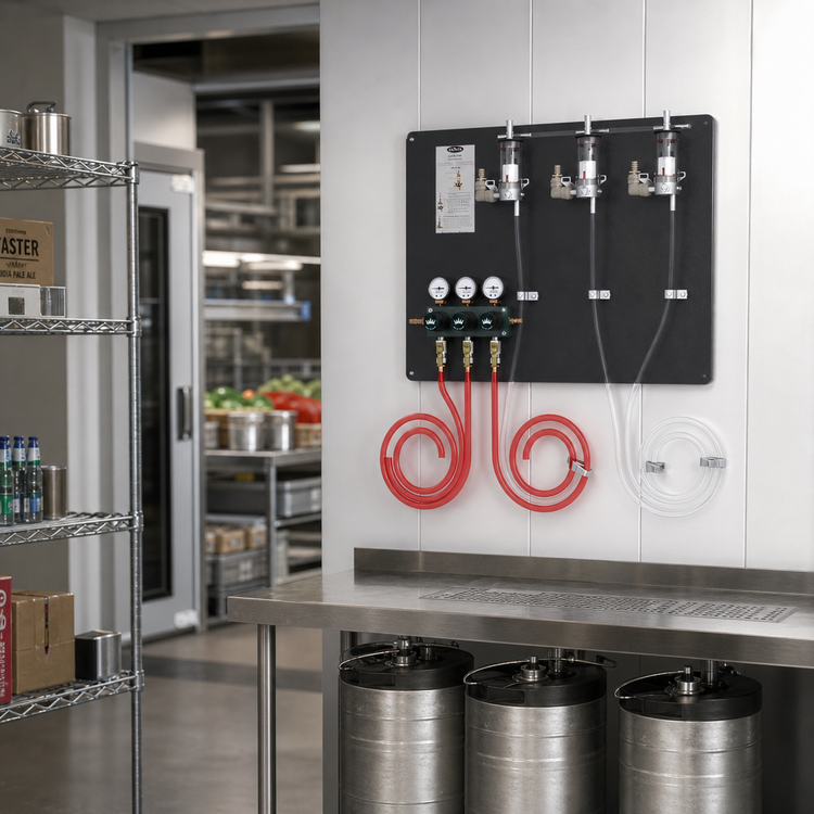 Product image #2 for Krowne MasterTap Walk-In Cooler Regulator Panel with 3 Empty Keg Detectors, 3 Beer Lines