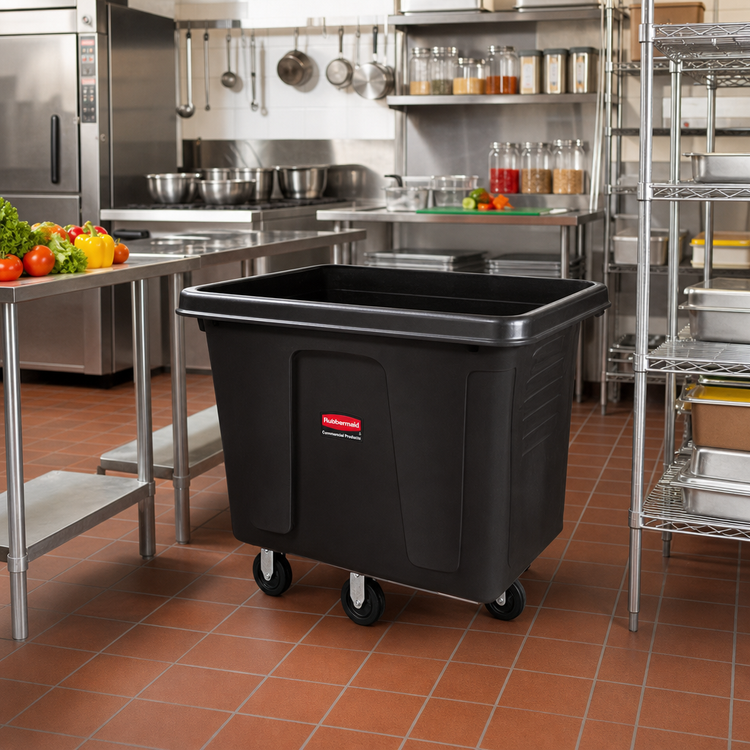Product image #2 for Mobile Open-Top Cube Truck, 20 Cu. Ft., 600 lb. Capacity, Black