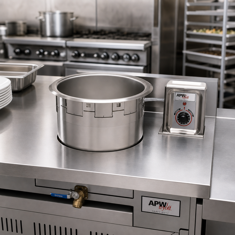 Product image #2 for APW Wyott Heavy-Duty 11-Quart Round Top-Mount Drop-In Electric Hot Well Food Warmer with Drain