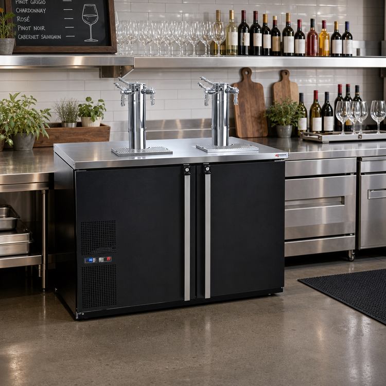 Product image #2 for Pro-Line E-Series Dual Temperature Wine Cooler Dispenser, Two-Section, Self-Contained, 8 1/6-Barrel Keg Capacity