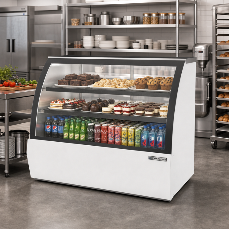 Product image #2 for Beverage-Air CDR5HC-1-W 60-Inch Open-Food Refrigerated Deli/Bakery Case with Curved Front Glass