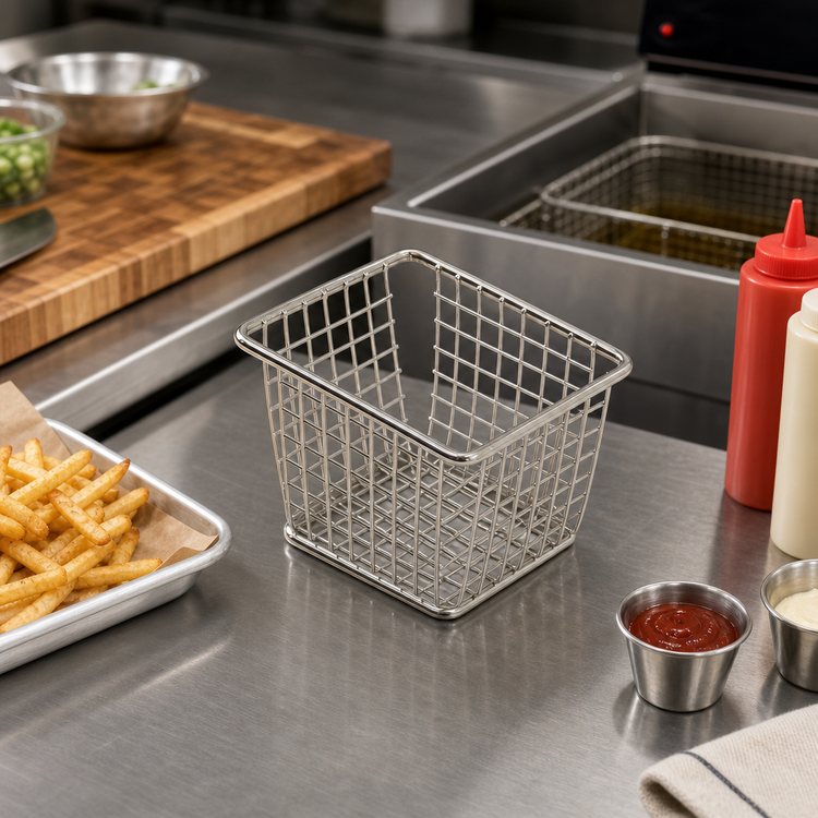 Product image #2 for American Metalcraft Rectangular Stainless Steel Snack/Fry Basket, Handleless