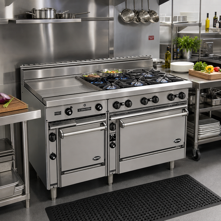 Product image #2 for Bistro 60-Inch Gas Restaurant Range with 10 Open Burners, Standard Oven and Cabinet Base