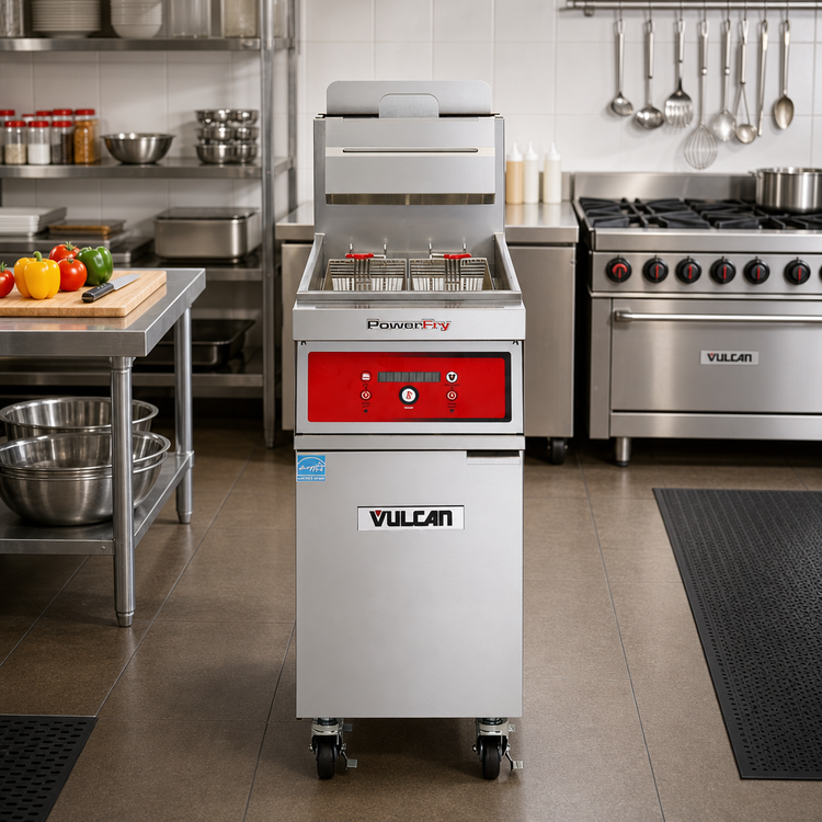 Product image #3 for Vulcan PowerFry3 High-Efficiency Gas Fryer with Computer Controls, Built-In Filtration, 21-Inch Wide, 85-90 lb Capacity
