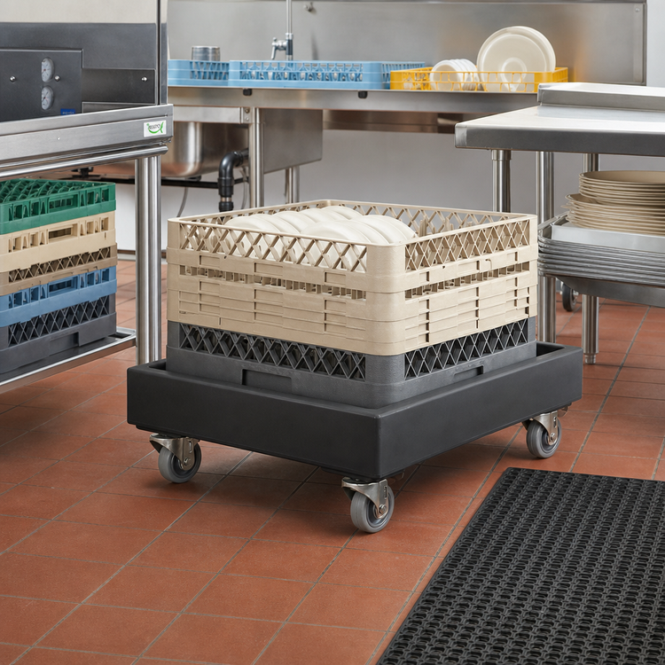 Product image #3 for Cambro Camdolly Black Polyethylene Dish Rack Dolly Without Handle, 300 lb. Capacity