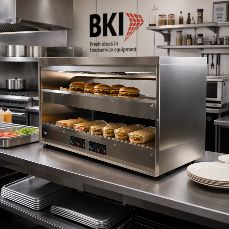 Product image #2 for BKI 2TSM-6224R 62-Inch Pass-Through Countertop Hot Food Sandwich Warmer with 2 Slanted Shelves
