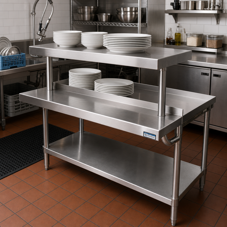 Product image #2 for BK Resources EQ-PS48 Adjustable Stainless Steel Plate Shelf for EQ-WS48 Work Shelf