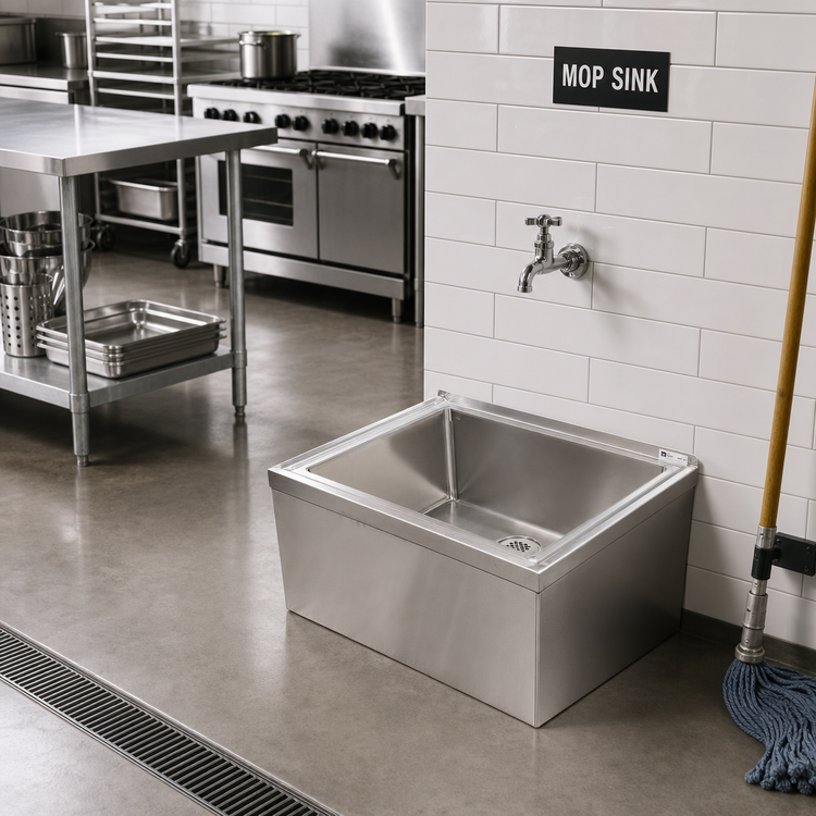 Product image #2 for John Boos Floor-Mounted Stainless Steel Mop Sink with 20 x 16 x 6 Inch Compartment