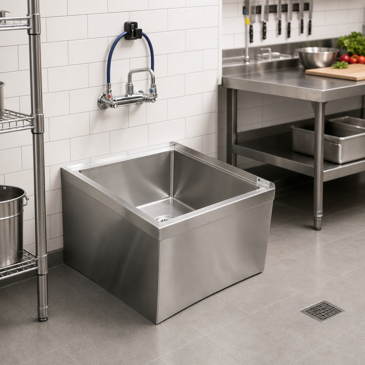 Product image #2 for John Boos Floor-Mounted Stainless Steel Mop Sink with 20 x 16 x 6 Inch Compartment